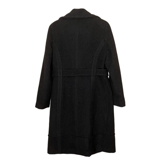 Calvin Klein Size 12 Wool Blend Winter Coat Dark Charcoal Gray Peacoat Belted - Picture 4 of 8